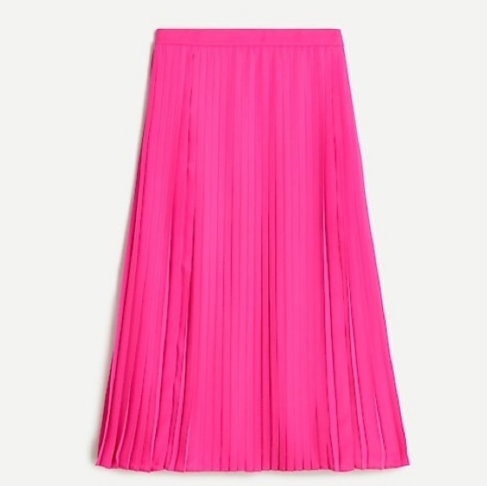 Pleated Midi Skirt in Neon Flamingo Pink Size 10 NWT